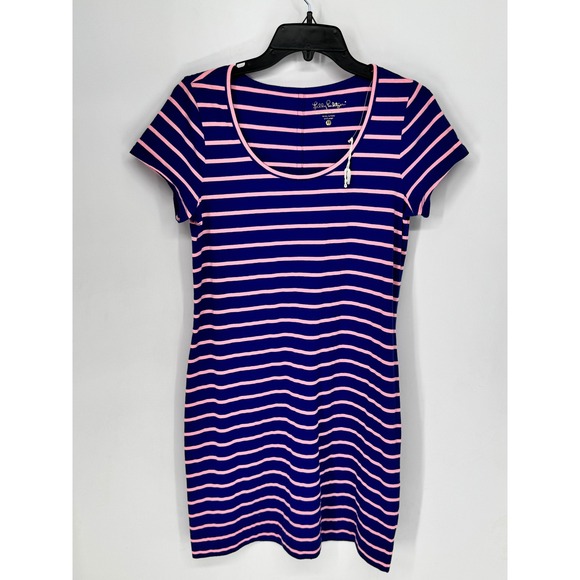 Lilly Pulitzer Dresses & Skirts - Lilly Pulitzer T-Shirt Dress Womens Size M Blue Pink Striped NWOT Mini Stretch